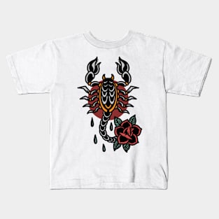 scorpion rose tattoo Kids T-Shirt